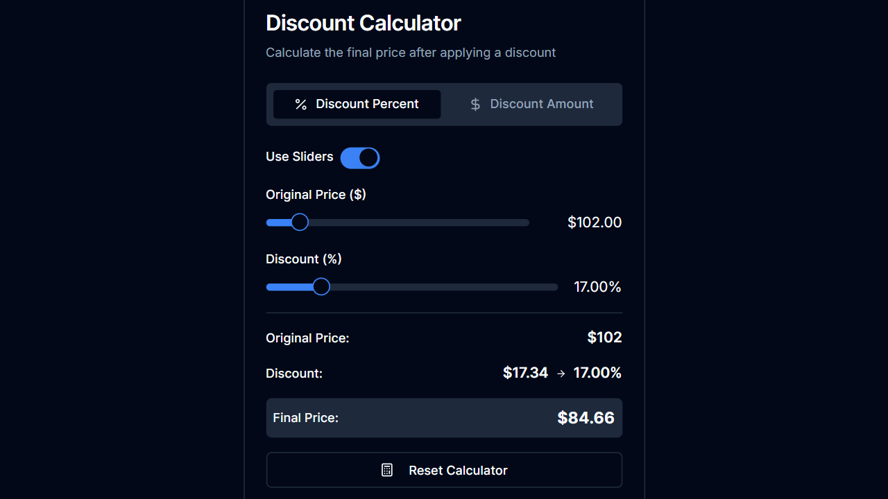 Free Discount Calculator | Easy Online Percentage Tool | Free Calculators